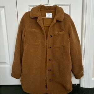 Brown, Fuzzy Old Navy Coat with Buttons